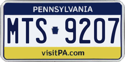 PA license plate MTS9207
