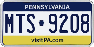PA license plate MTS9208