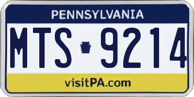 PA license plate MTS9214