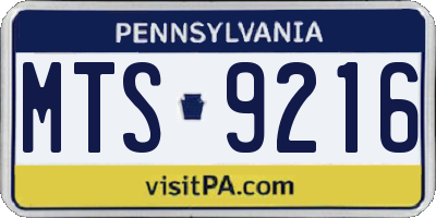 PA license plate MTS9216