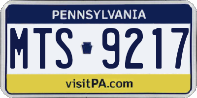 PA license plate MTS9217