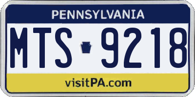 PA license plate MTS9218