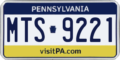 PA license plate MTS9221