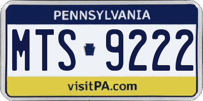 PA license plate MTS9222