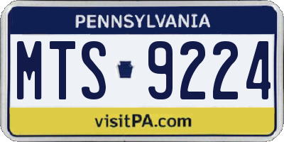 PA license plate MTS9224