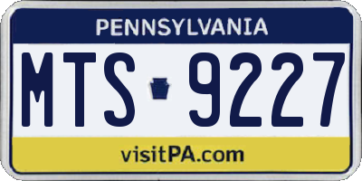PA license plate MTS9227