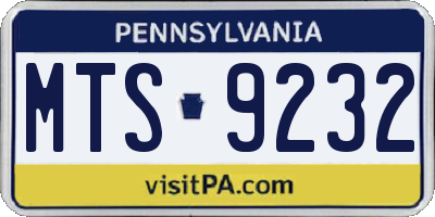 PA license plate MTS9232