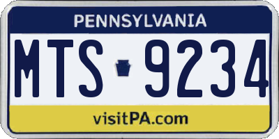 PA license plate MTS9234