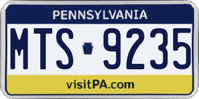 PA license plate MTS9235