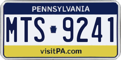 PA license plate MTS9241