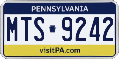 PA license plate MTS9242