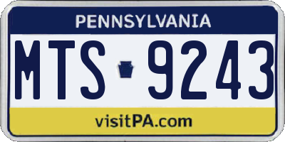 PA license plate MTS9243