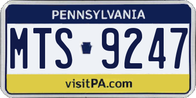PA license plate MTS9247