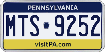 PA license plate MTS9252