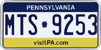 PA license plate MTS9253