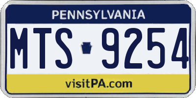 PA license plate MTS9254