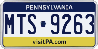 PA license plate MTS9263