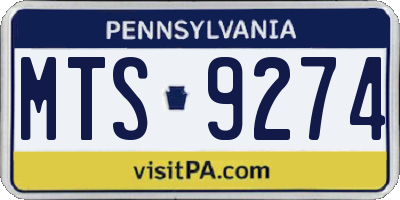PA license plate MTS9274