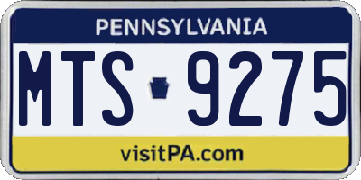 PA license plate MTS9275