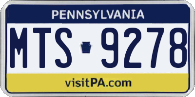 PA license plate MTS9278