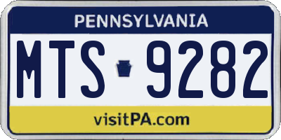 PA license plate MTS9282