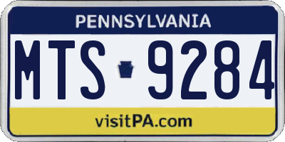 PA license plate MTS9284
