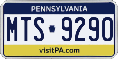 PA license plate MTS9290