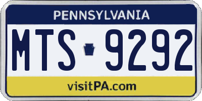 PA license plate MTS9292