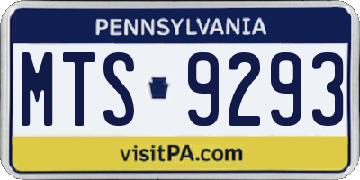 PA license plate MTS9293