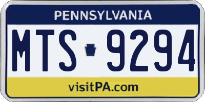 PA license plate MTS9294