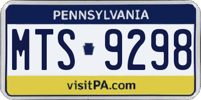 PA license plate MTS9298