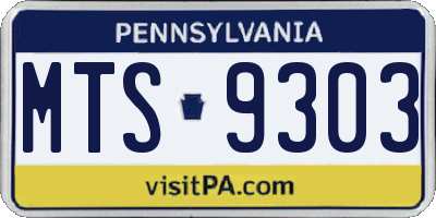 PA license plate MTS9303