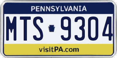PA license plate MTS9304