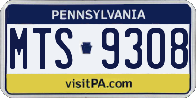 PA license plate MTS9308