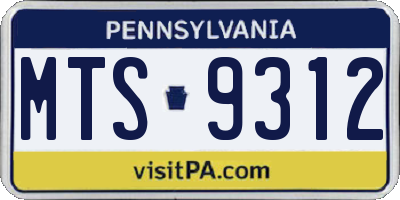 PA license plate MTS9312