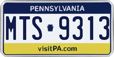 PA license plate MTS9313