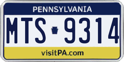 PA license plate MTS9314