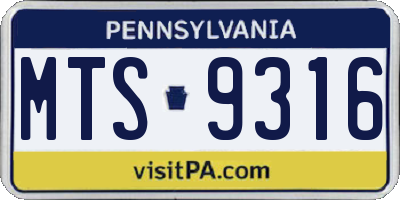 PA license plate MTS9316