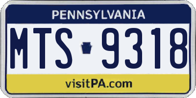 PA license plate MTS9318
