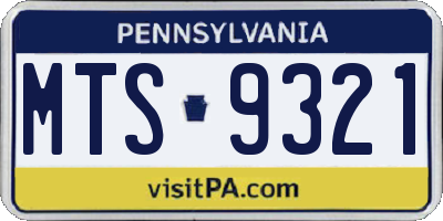 PA license plate MTS9321