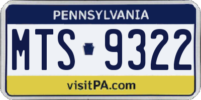 PA license plate MTS9322