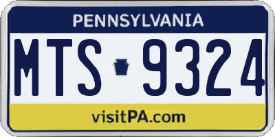 PA license plate MTS9324