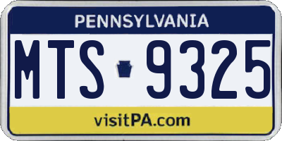 PA license plate MTS9325