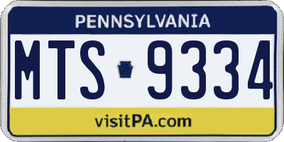 PA license plate MTS9334