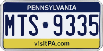 PA license plate MTS9335