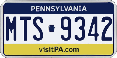 PA license plate MTS9342