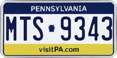 PA license plate MTS9343