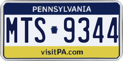 PA license plate MTS9344