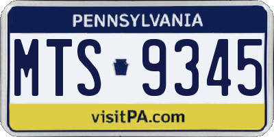 PA license plate MTS9345