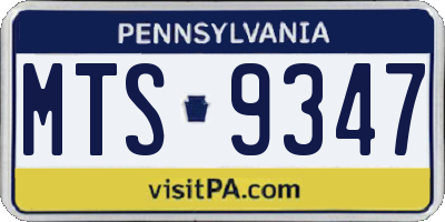 PA license plate MTS9347